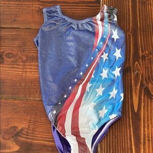 Girls Patriotic Star Gymnastics Leotard